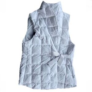 My Anorak Down White Quilted Vest with Bow Detail, L